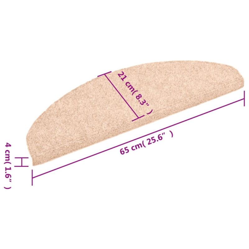 15-tlg Selbstklebende Treppenmatten Nadelvlies 65x21x4cm Creme