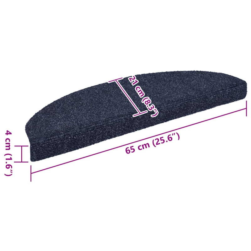 15-tlg Selbstklebende Treppenmatten Nadelvlies 65x21x4cm Blau