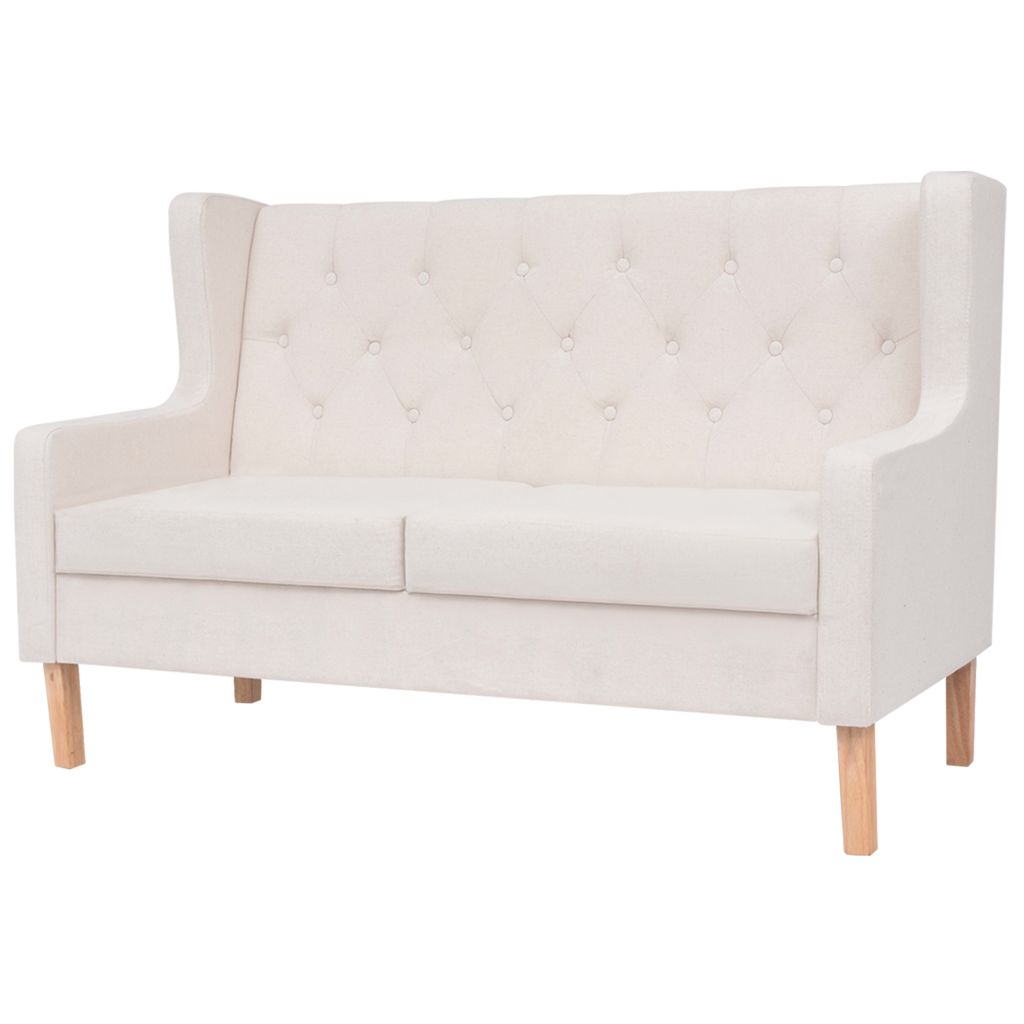 2-tlg. Sofa-Set Stoff Cremeweiß