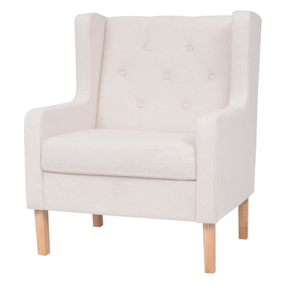 2-tlg. Sofa-Set Stoff Cremeweiß