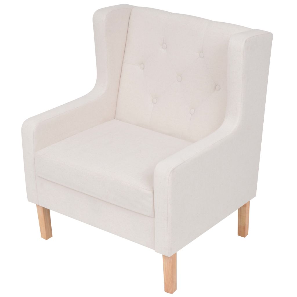 2-tlg. Sofa-Set Stoff Cremeweiß