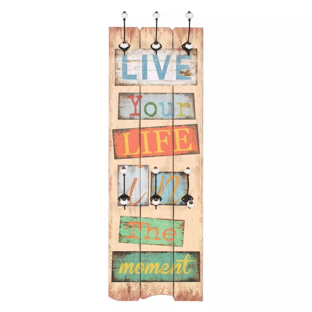 Wandgarderobe mit 6 Haken 120 x 40 cm LIVE LIFE