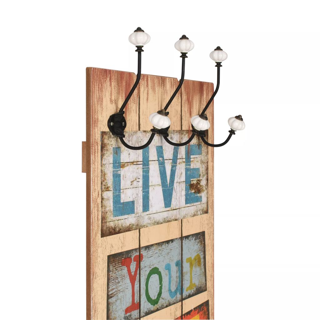 Wandgarderobe mit 6 Haken 120 x 40 cm LIVE LIFE