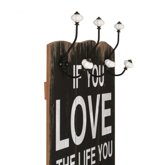 Wandgarderobe mit 6 Haken 120 x 40 cm LOVE LIVE