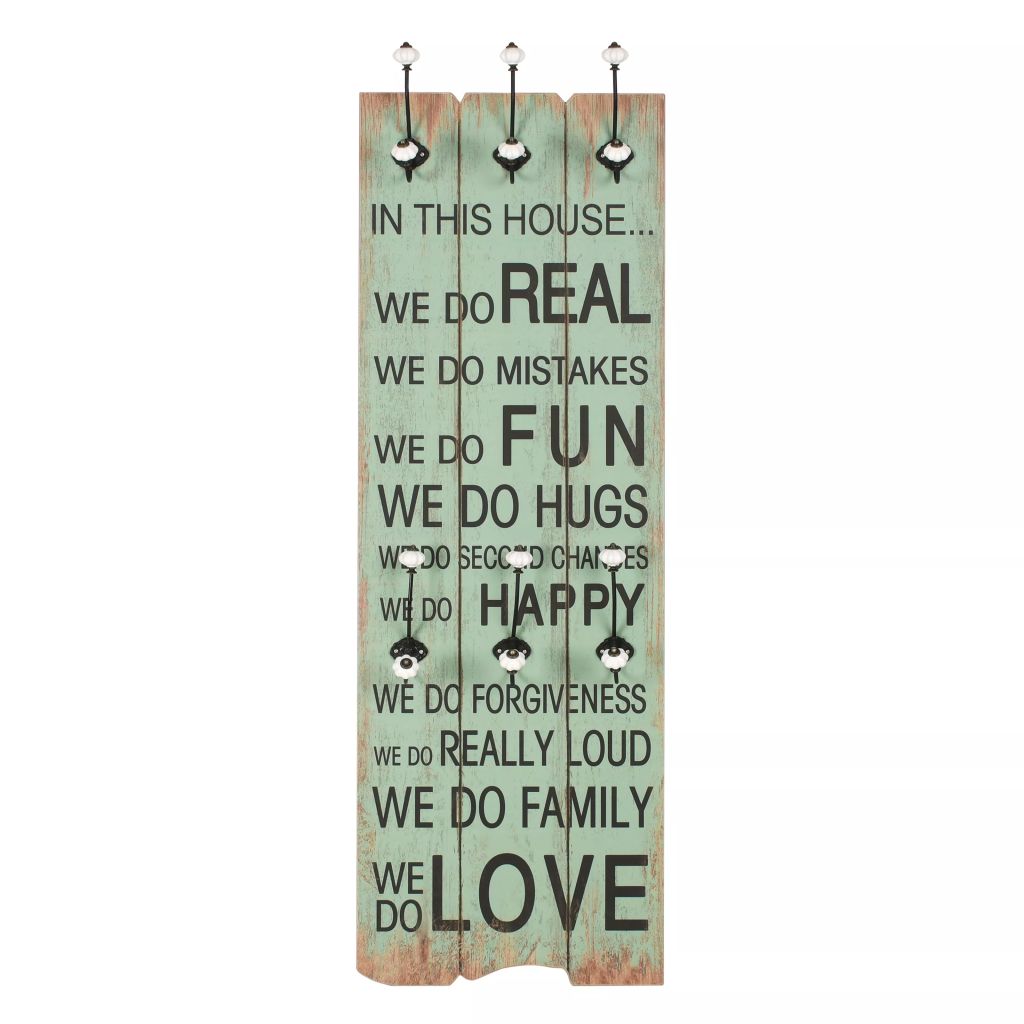 Wandgarderobe mit 6 Haken 120x40 cm HAPPY LOVE