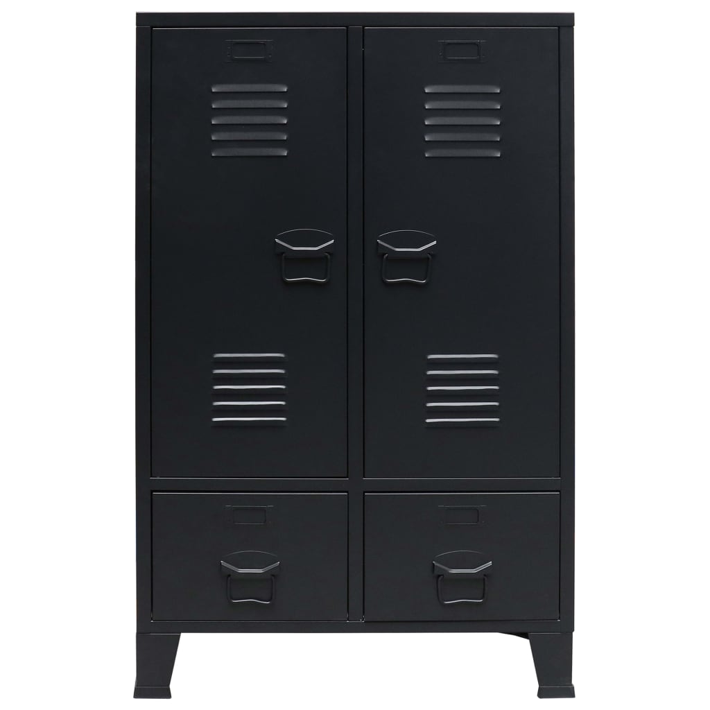 Kleiderschrank Metall Industrie-Stil 67 x 35 x 107 cm Schwarz