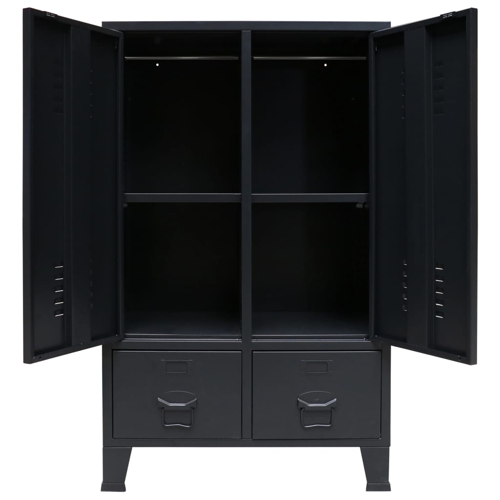Kleiderschrank Metall Industrie-Stil 67 x 35 x 107 cm Schwarz
