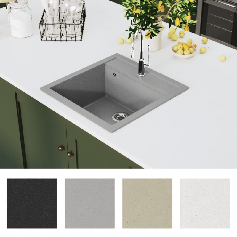 Granitspüle Einzelbecken Grau