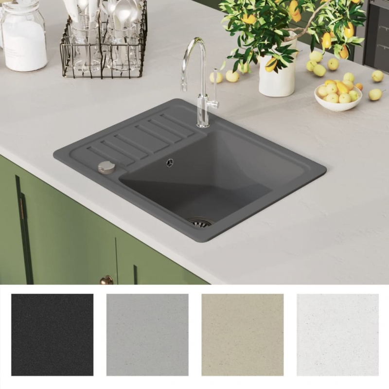 Granitspüle Einzelbecken Grau