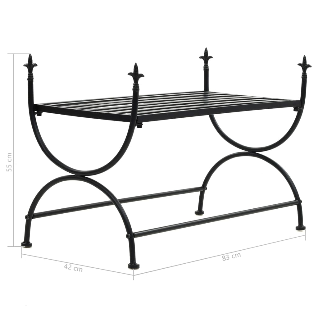 Bank Vintage-Stil Metall 83 x 42 x 55 cm Schwarz
