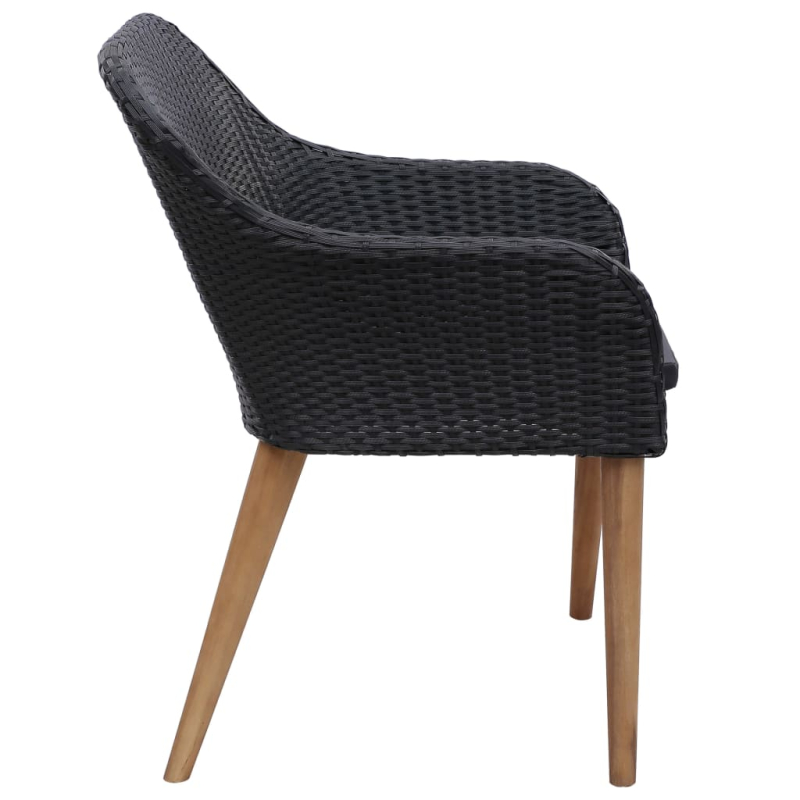 Gartenstühle mit Polstern 2 Stk. Poly Rattan Schwarz