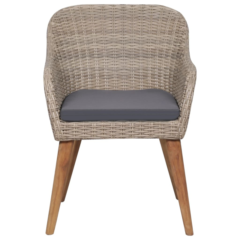 Gartenstühle mit Polstern 2 Stk. Poly Rattan Braun