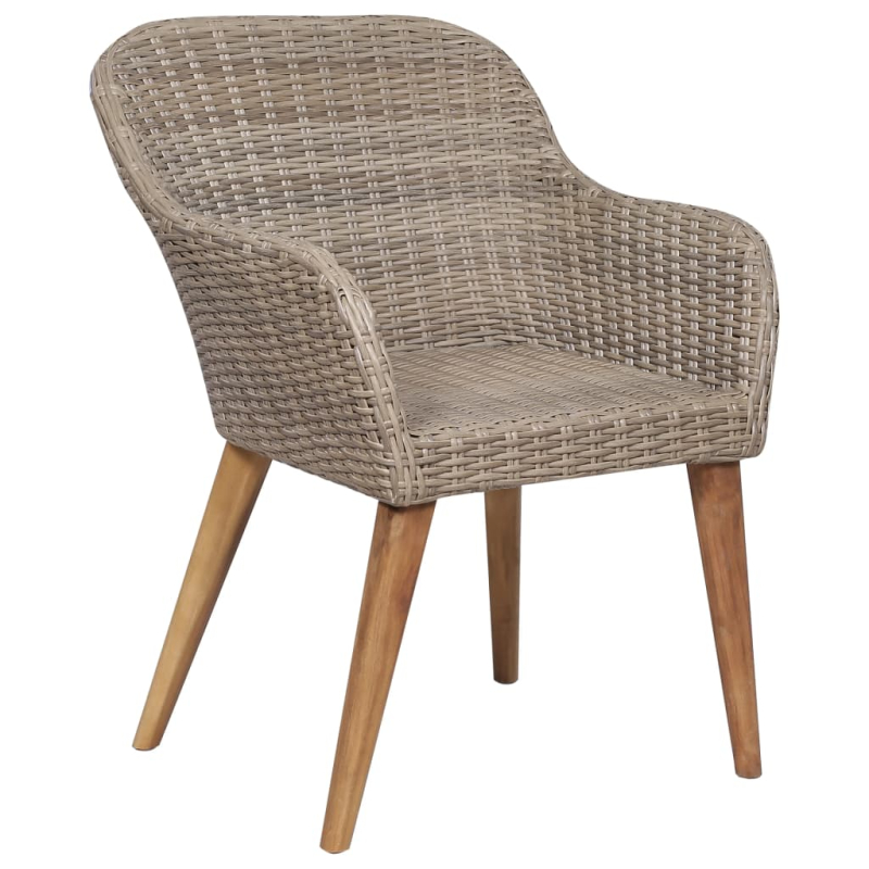 Gartenstühle mit Polstern 2 Stk. Poly Rattan Braun
