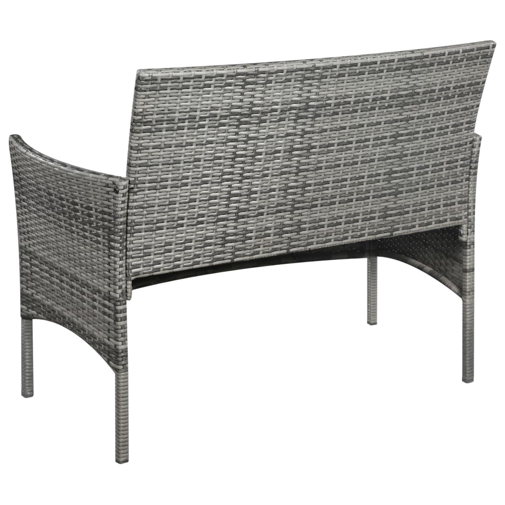 Gartenbank 105 cm Poly Rattan Grau