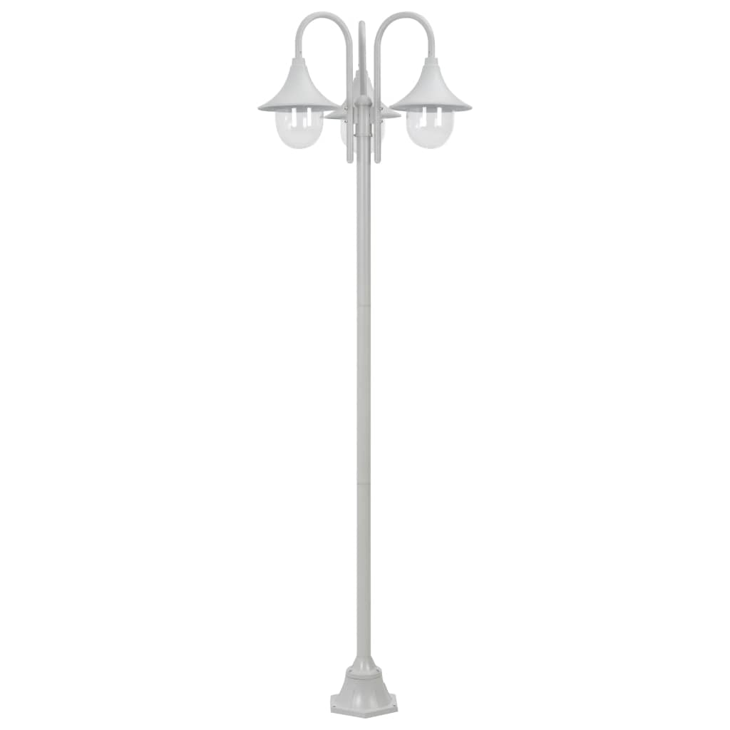 Garten-Pollerleuchte E27 220 cm Aluminium 3-Laterne Weiß