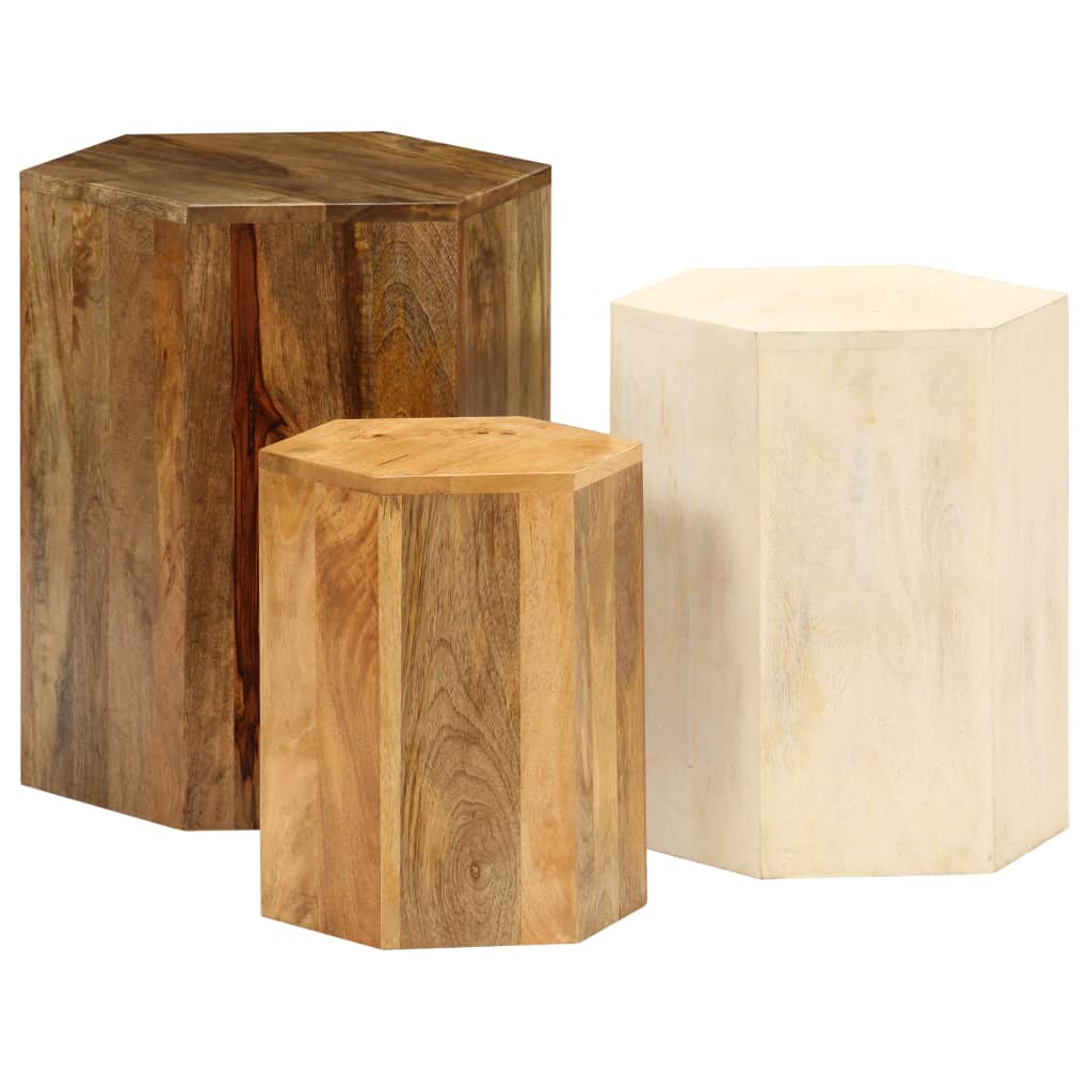 3-tlg. Couchtisch-Set Massivholz Mango