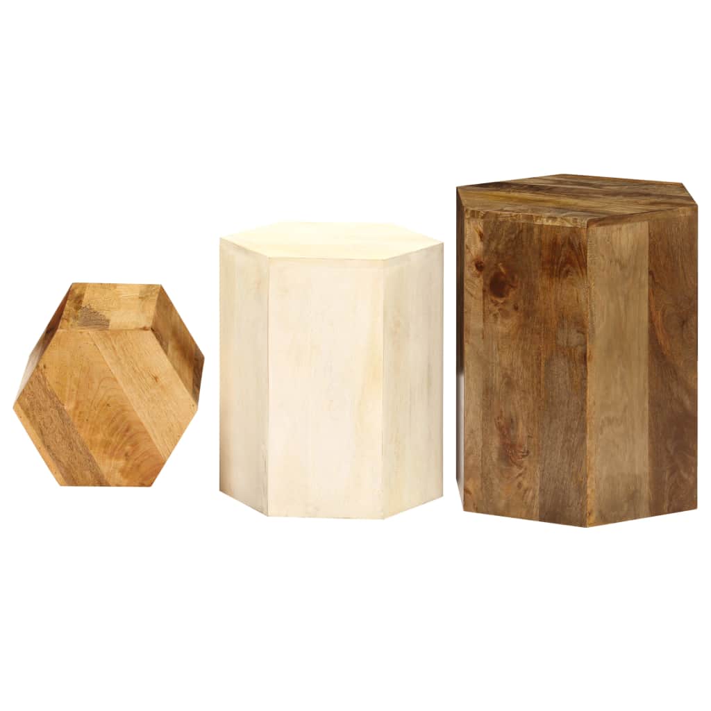 3-tlg. Couchtisch-Set Massivholz Mango