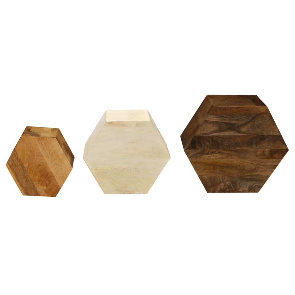 3-tlg. Couchtisch-Set Massivholz Mango
