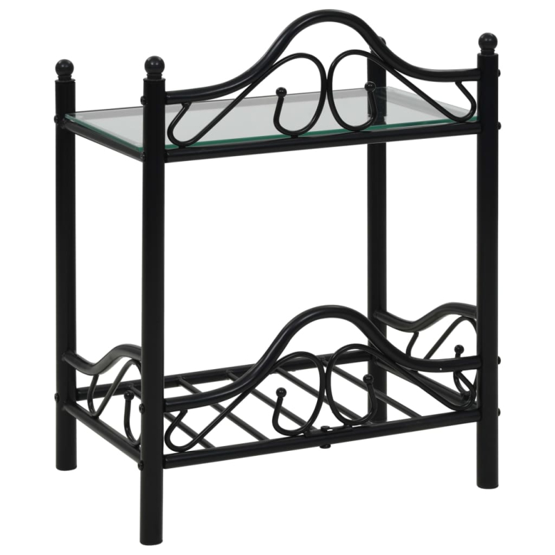 Nachttisch Stahl und Hartglas 45x30,5x60 cm Schwarz