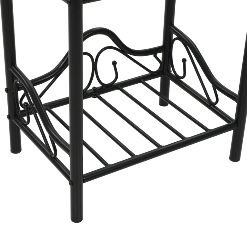 Nachttisch Stahl und Hartglas 45x30,5x60 cm Schwarz