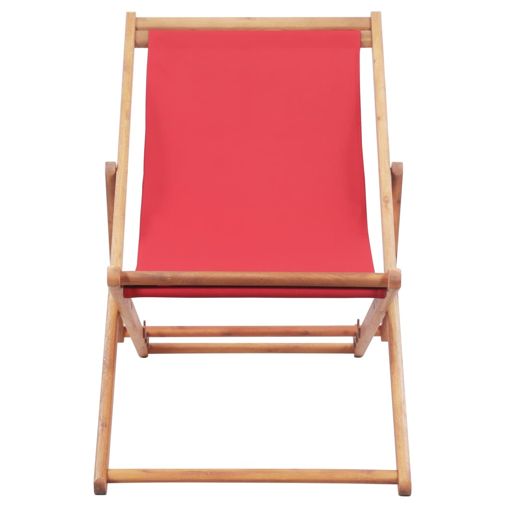 Strandstuhl Klappbar Stoff und Massivholz Rot