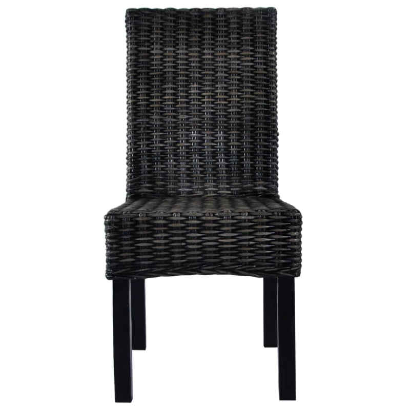 Esszimmerstühle 2 Stk. Schwarz Kubu-Rattan und Mangoholz