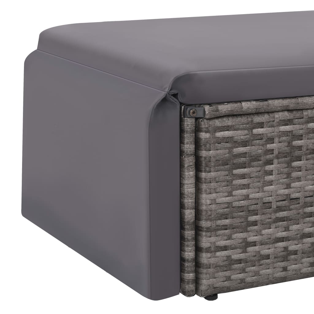 2-tlg. Garten-Lounge-Set mit Auflagen Poly Rattan Grau