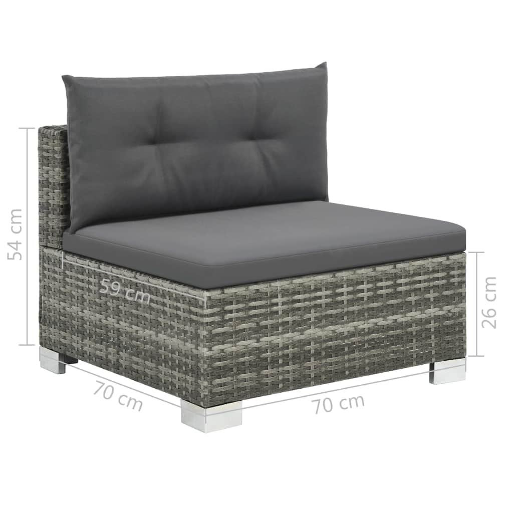 10-tlg. Garten-Lounge-Set mit Auflagen Poly Rattan Grau