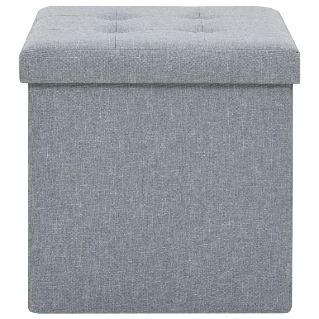 Hocker mit Stauraum Hellgrau Leinenoptik