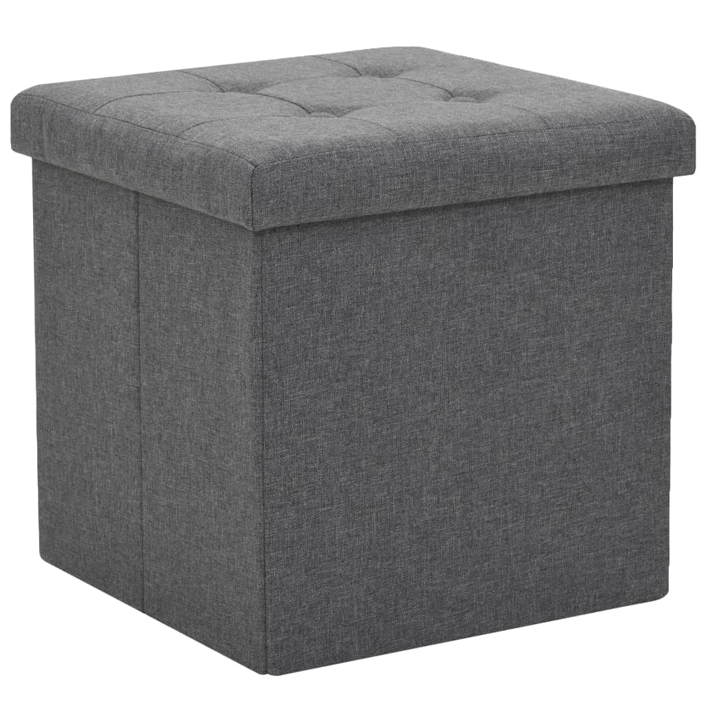 Hocker mit Stauraum 2 Stk. Dunkelgrau Leinenoptik