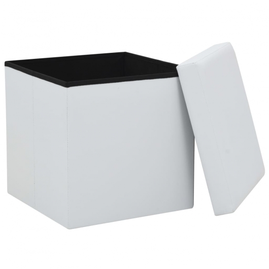 Hocker mit Stauraum Weiß Kunstleder