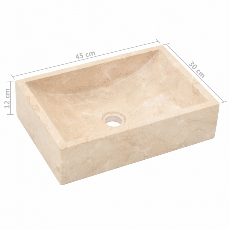 Waschbecken 45x30x12 cm Marmor Creme