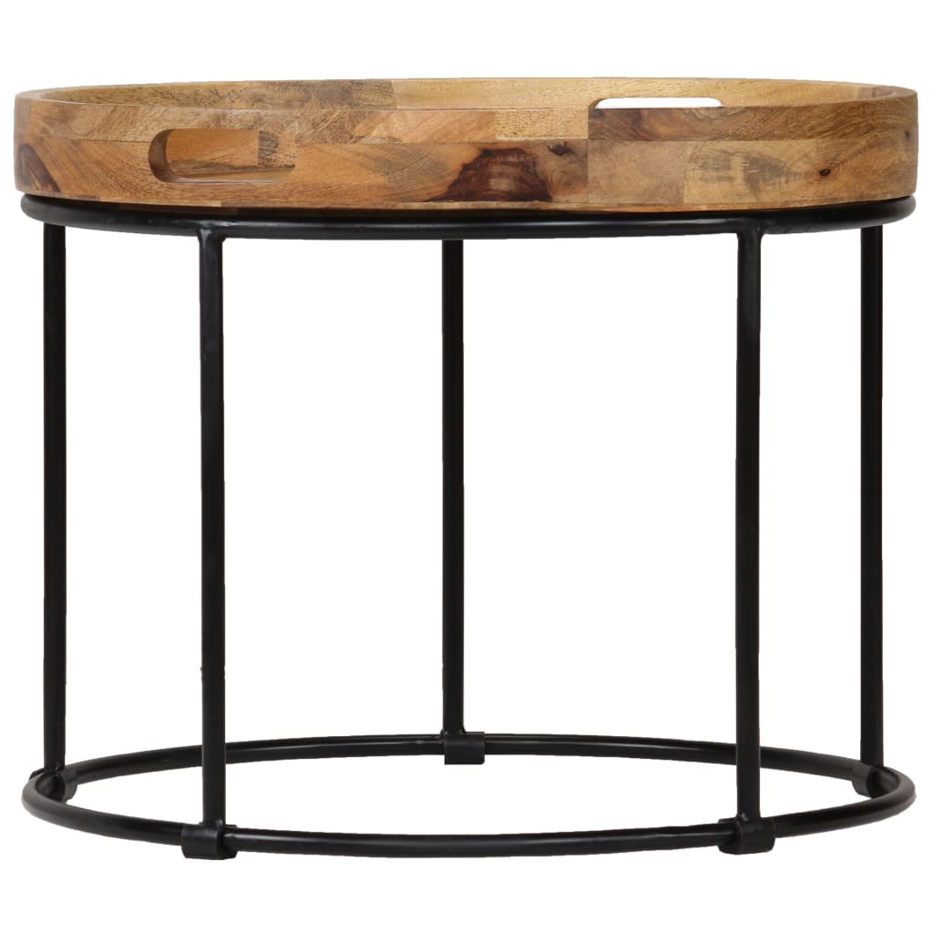 Couchtisch Massivholz Mango und Stahl 50x40 cm