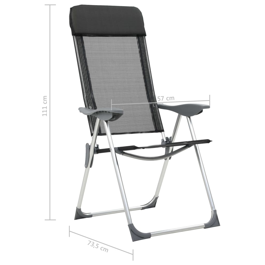 Klappbare Campingstühle 4 Stk. Aluminium Schwarz