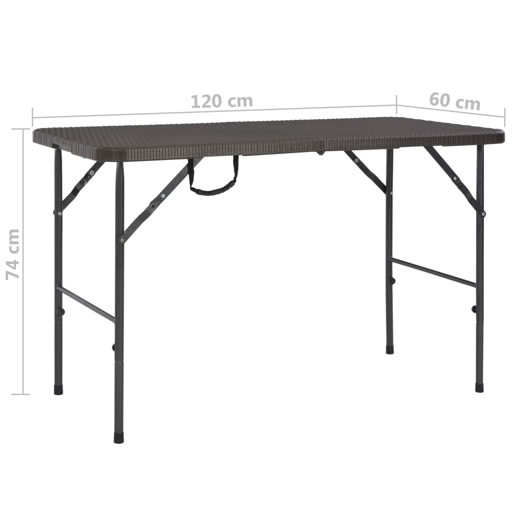 Gartentisch Klappbar Braun 120x60x74 cm HDPE Rattan-Optik