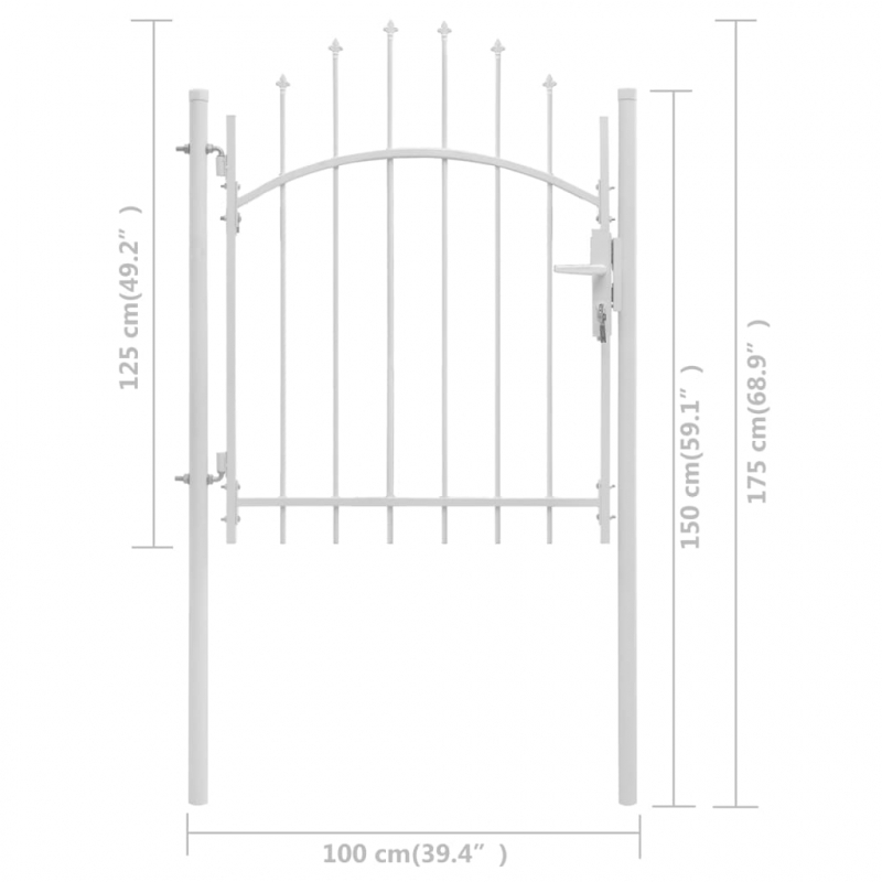 Gartentor Stahl 1x1,75 m Weiß