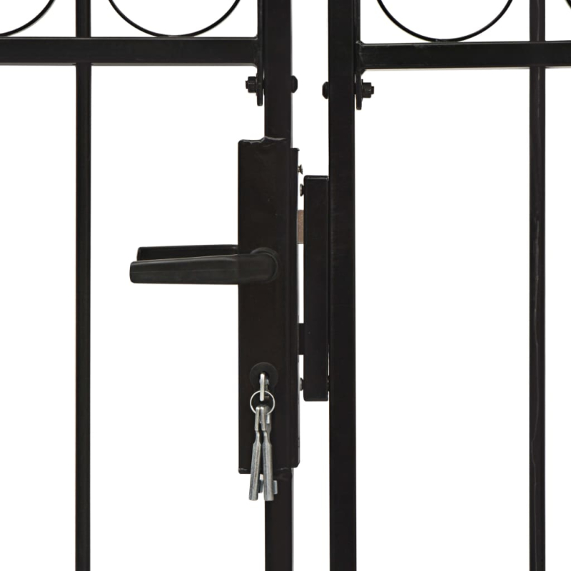 Zauntor Doppelflügel Gewölbte Spitze Stahl 300 x 125 cm Schwarz