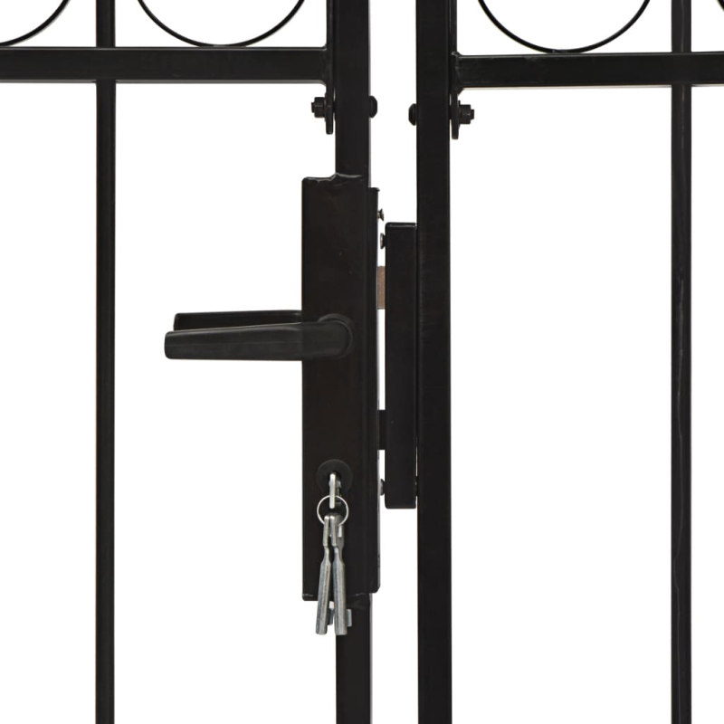 Zauntor Doppelflügel Gewölbte Spitze Stahl 300 x 150 cm Schwarz