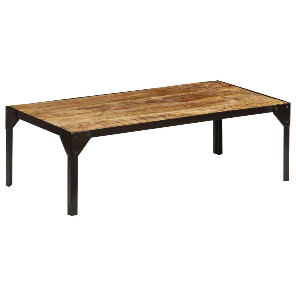 Couchtisch Raues Massives Mangoholz und Stahl 110 cm