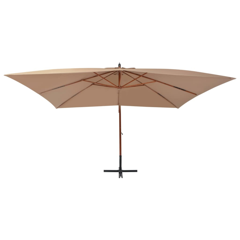 Ampelschirm mit Holz-Mast 400x300 cm Taupe