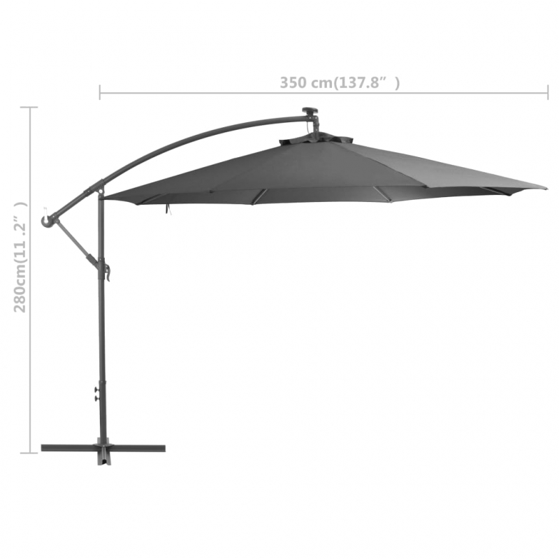 Ampelschirm mit Aluminium-Mast 350 cm Anthrazit