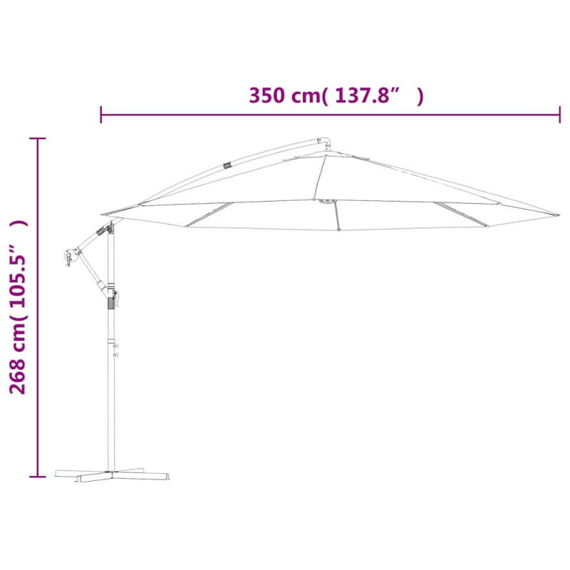 Ampelschirm mit Aluminium-Mast 350 cm Anthrazit