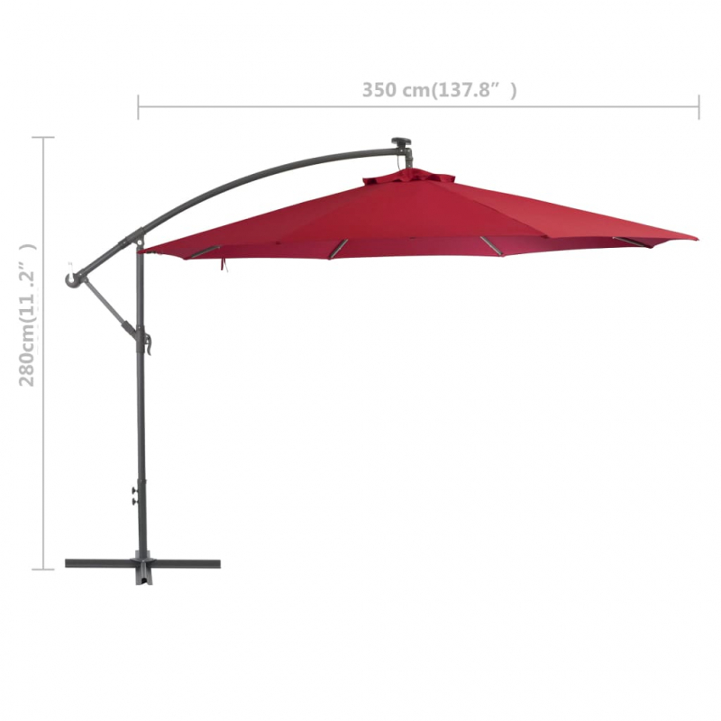 Ampelschirm mit Alu-Mast 350 cm Bordeauxrot