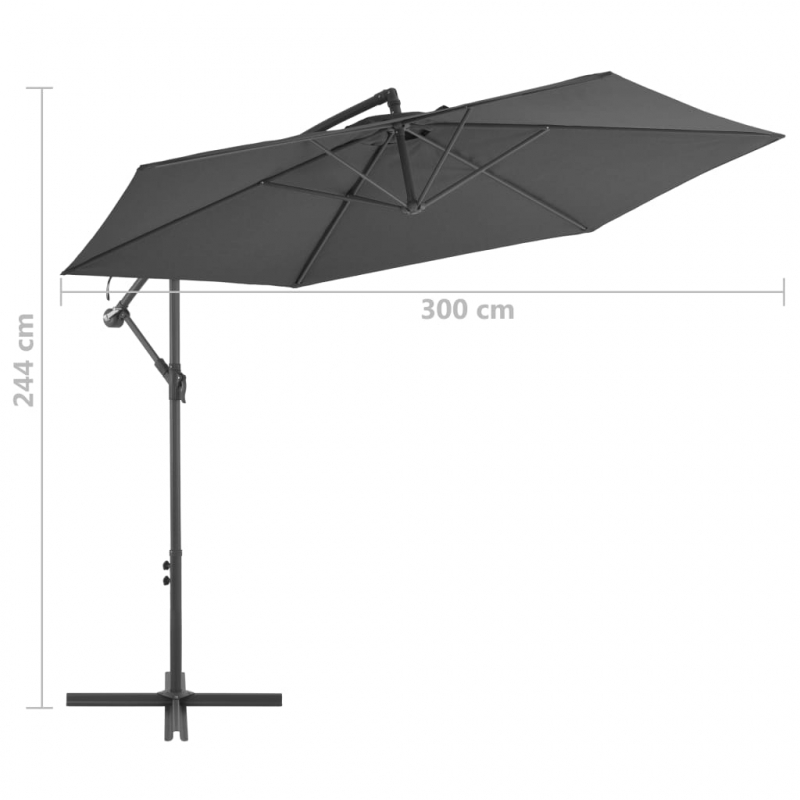 Ampelschirm mit Alu-Mast 300 cm Anthrazit