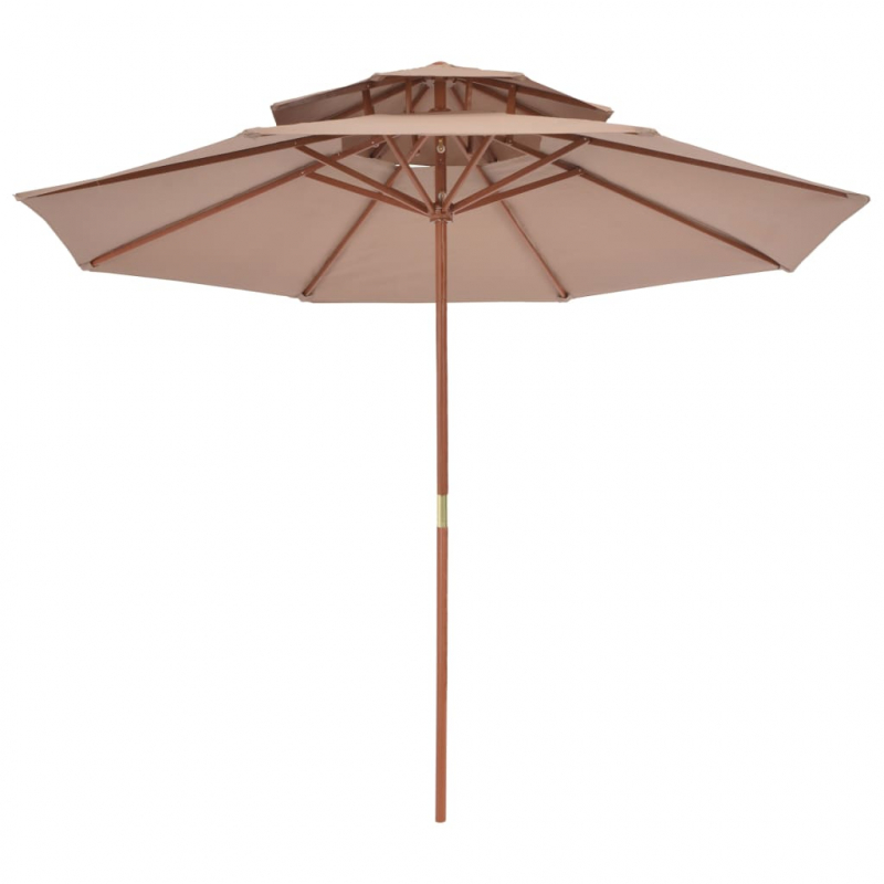 Sonnenschirm mit Entlüftung und Holz-Mast 270 cm Taupe