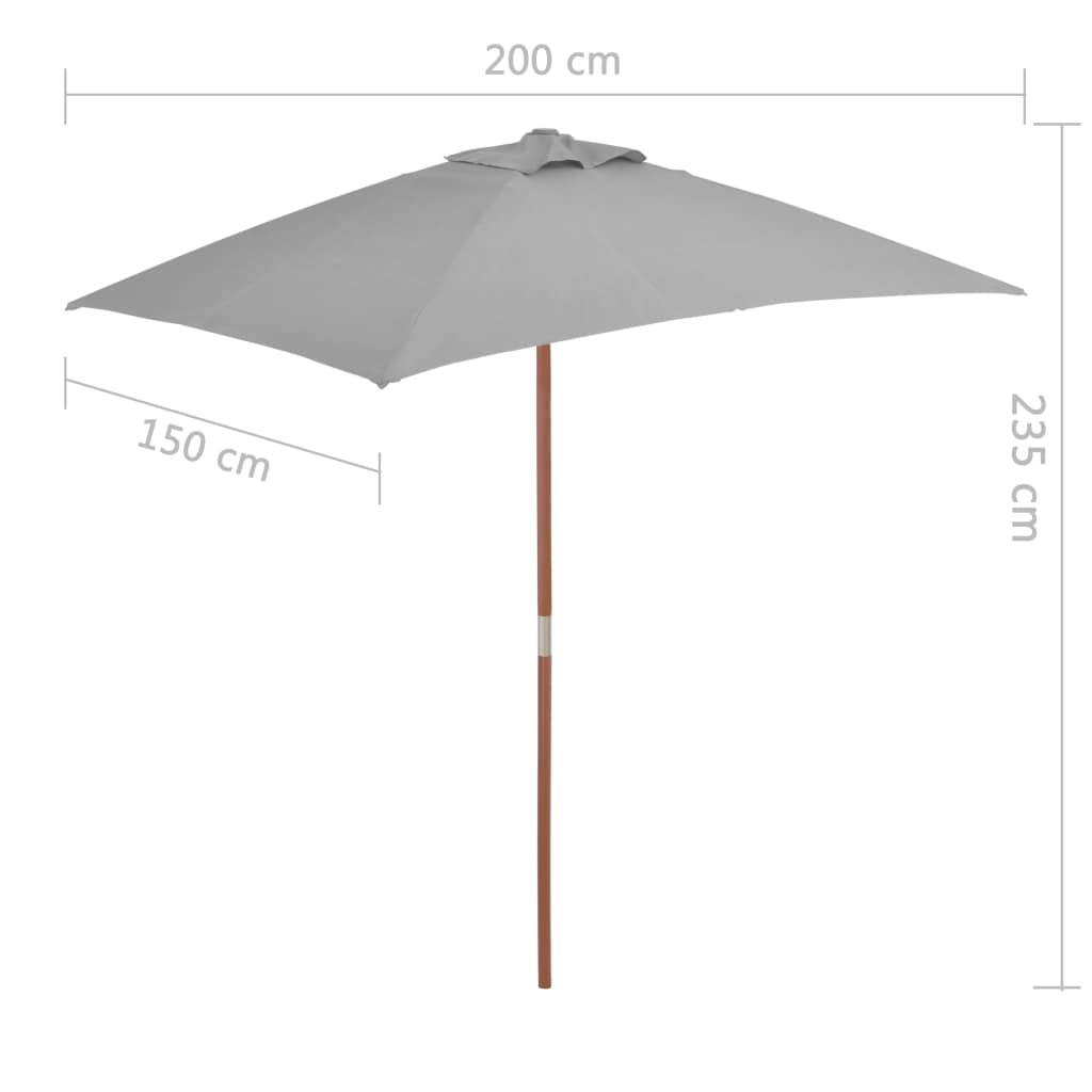 Sonnenschirm mit Holz-Mast 150x200 cm Anthrazit