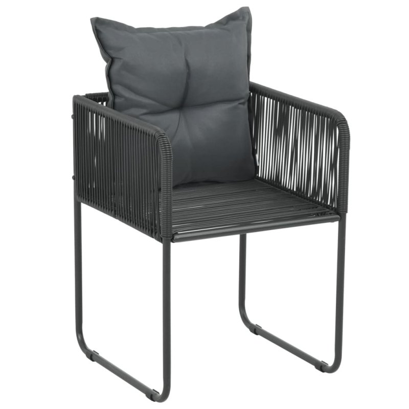 Gartenstühle 2 Stk. mit Polstern Poly Rattan Schwarz