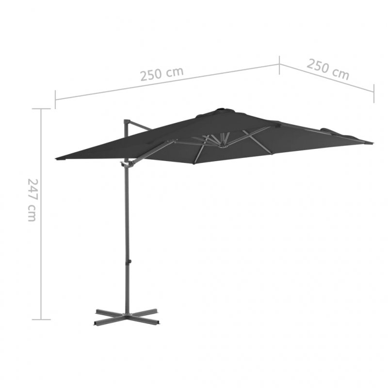 Ampelschirm mit Stahlmast Anthrazit 250 x 250 cm