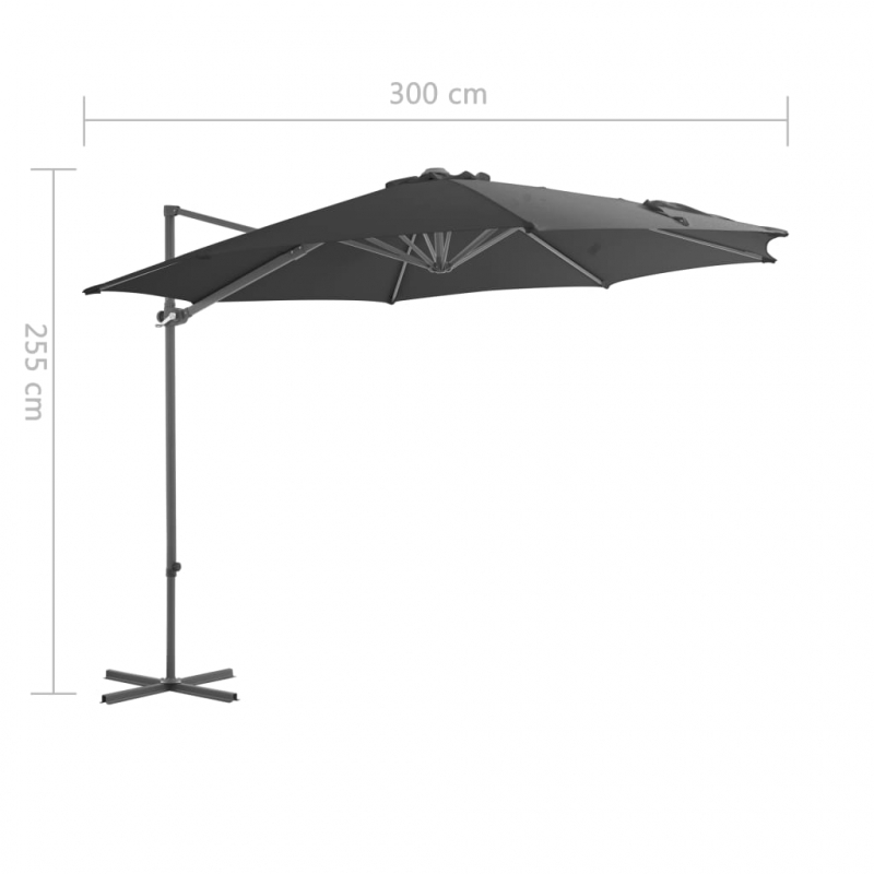 Ampelschirm mit Stahl-Mast 300 cm Anthrazit