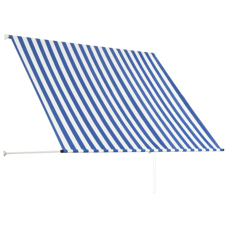 Einziehbare Markise 200×150 cm Blau und Weiß